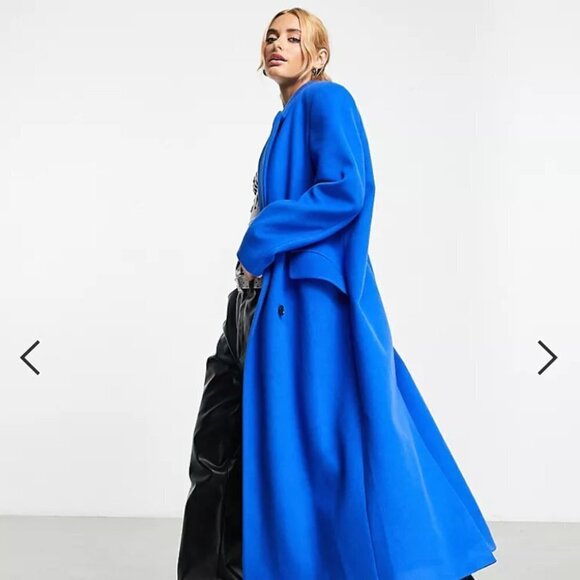 ASOS DESIGN smart dad coat in cobalt 2 XS NEW oversized - Picture 5 of 15